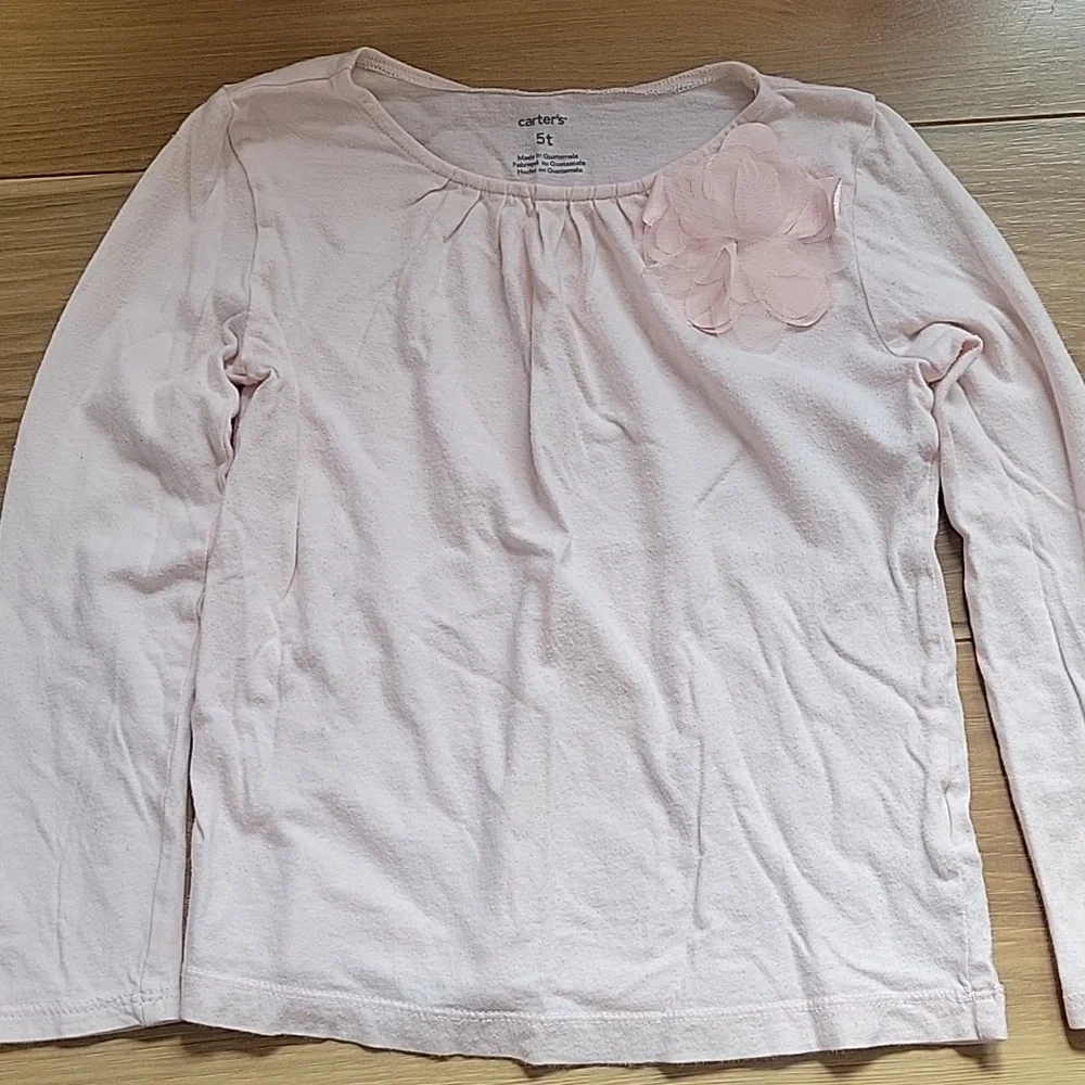 *3/$15* Carter's Size 5T Girls Pink Long Sleeve Tee with Decorative Detail